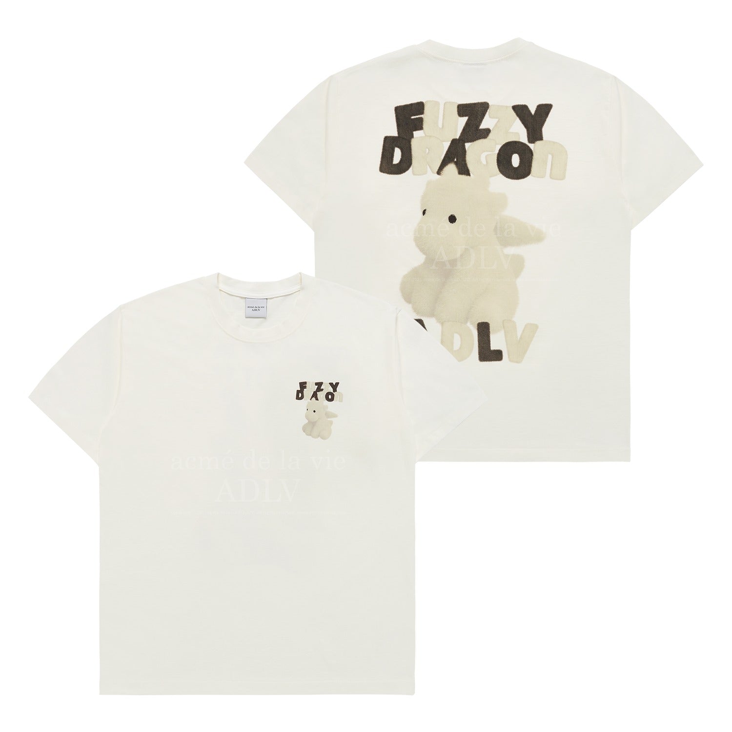 ADLV FUZZY FONT DRAGON SHORT SLEEVE T-SHIRT CREAM