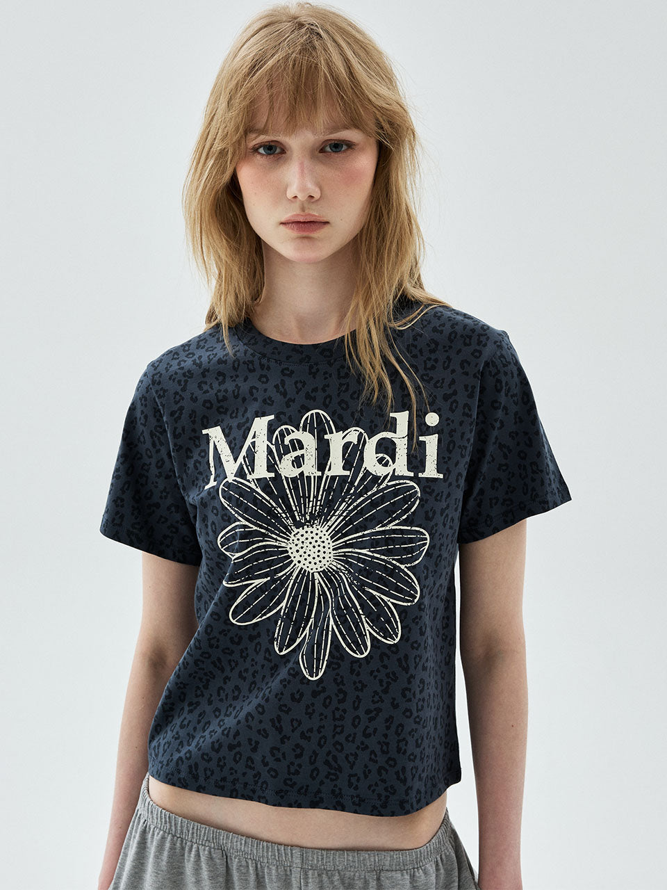 MARDI SLIM TSHIRT LEOPARD FLOWERMARDI CRACKED_NAVY IVORY