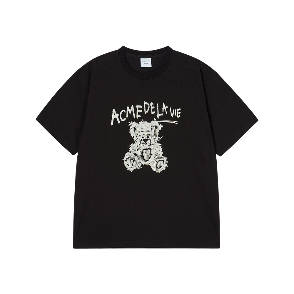 ADLV DRAWING BEAR SHORT SLEEVE T-SHIRT BLACK