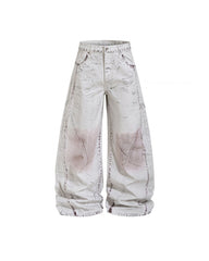 Retro loose curved trousers