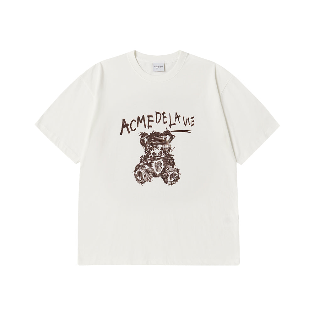 ADLV DRAWING BEAR SHORT SLEEVE T-SHIRT CREAM