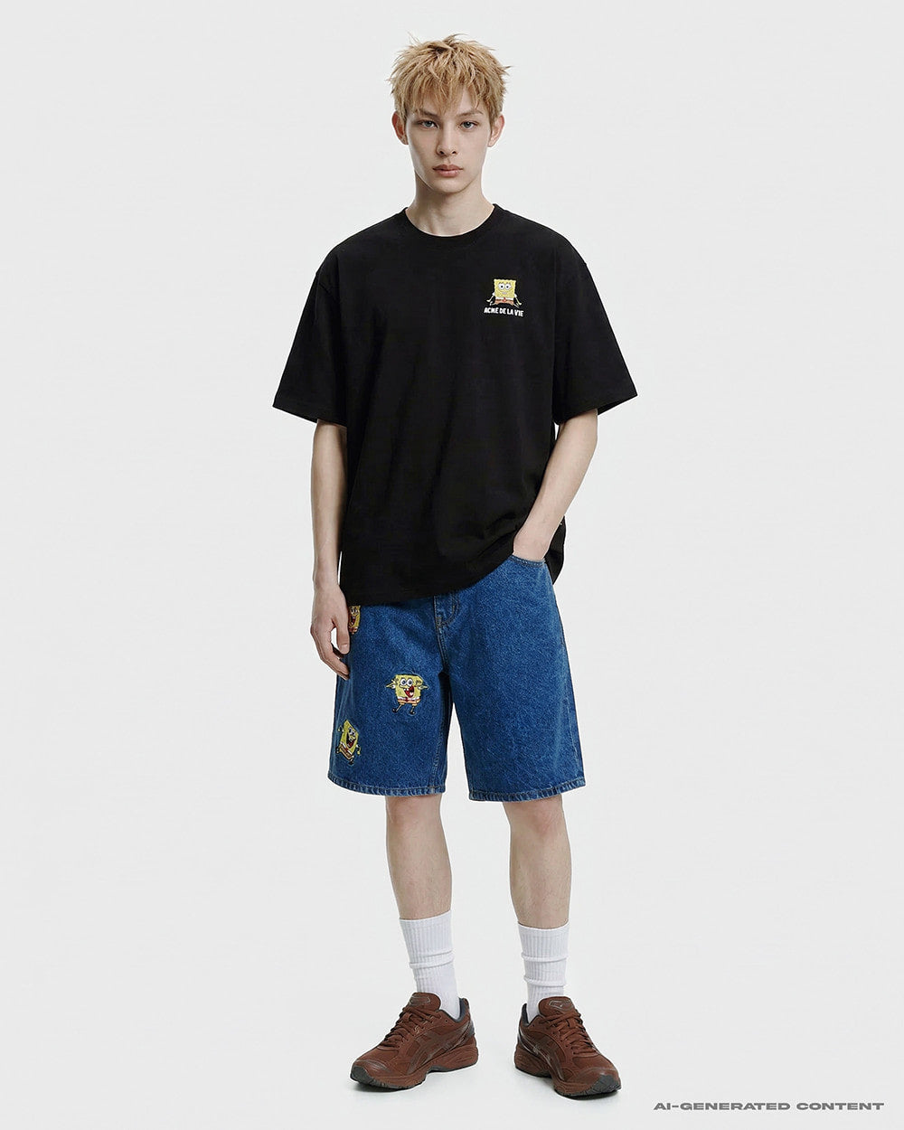 ADLV HAPPY SPONGEBOB SHORT SLEEVE T-SHIRT BLACK