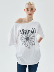MARDI OVERSIZED TSHIRT OFF SHOULDER FLOWERMARDI_WHITE GREY