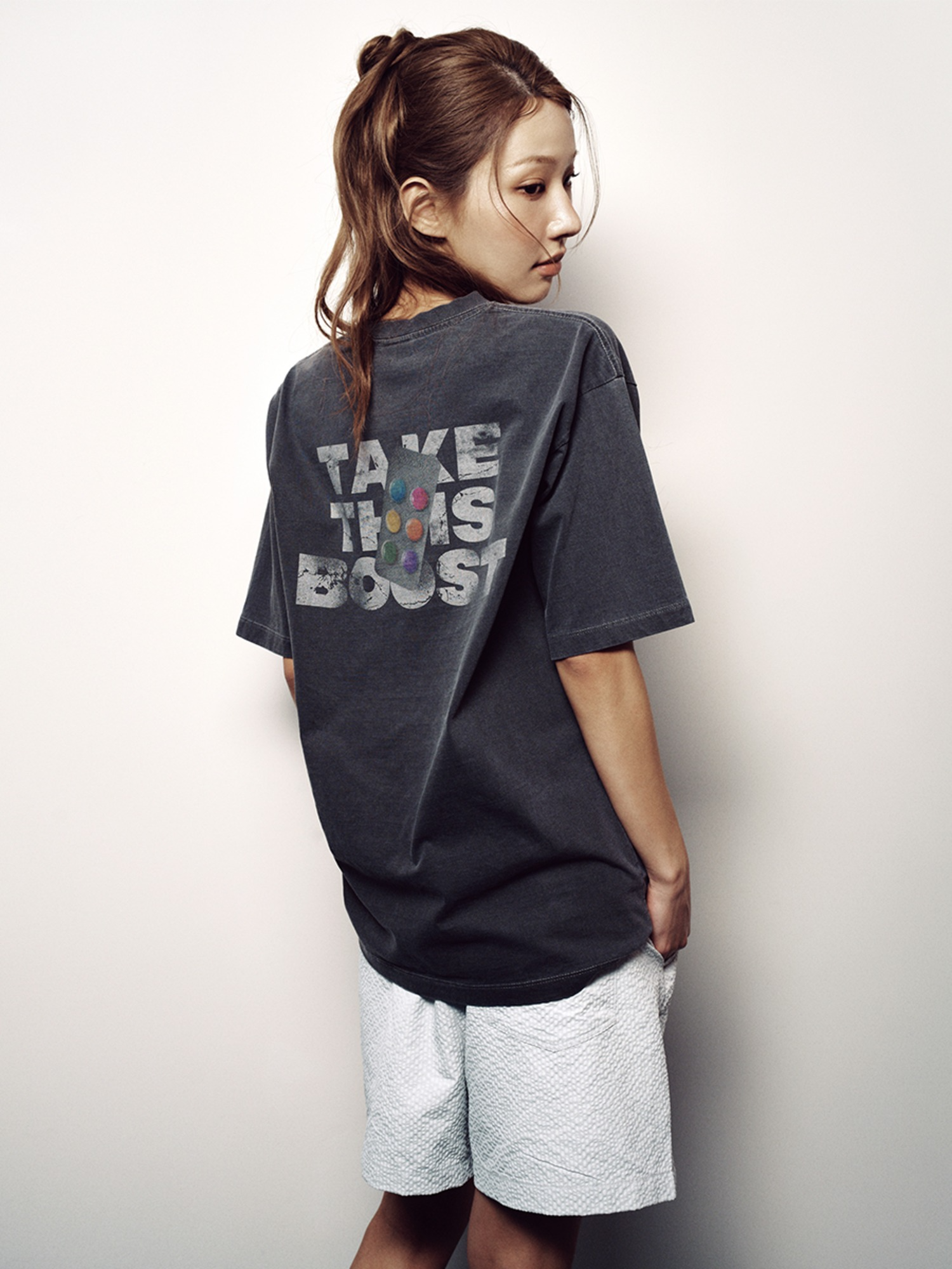 ADLV TAKE YOUR BOOST PIGMENT SHORT SLEEVE T-SHIRT CHARCOAL