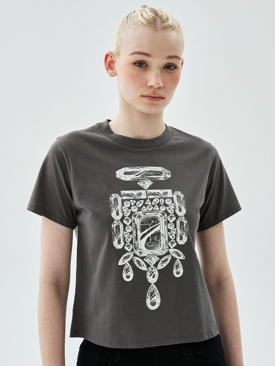 MARDI SLIM TSHIRT BIJOU_CHARCOAL WHITE