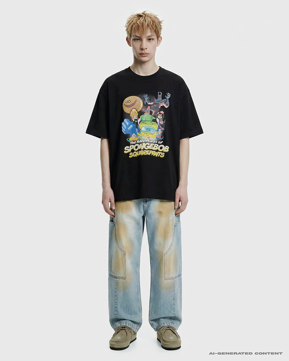ADLV THE ADVENTURES OF SPONGEBOB SHORT SLEEVE T-SHIRT BLACK