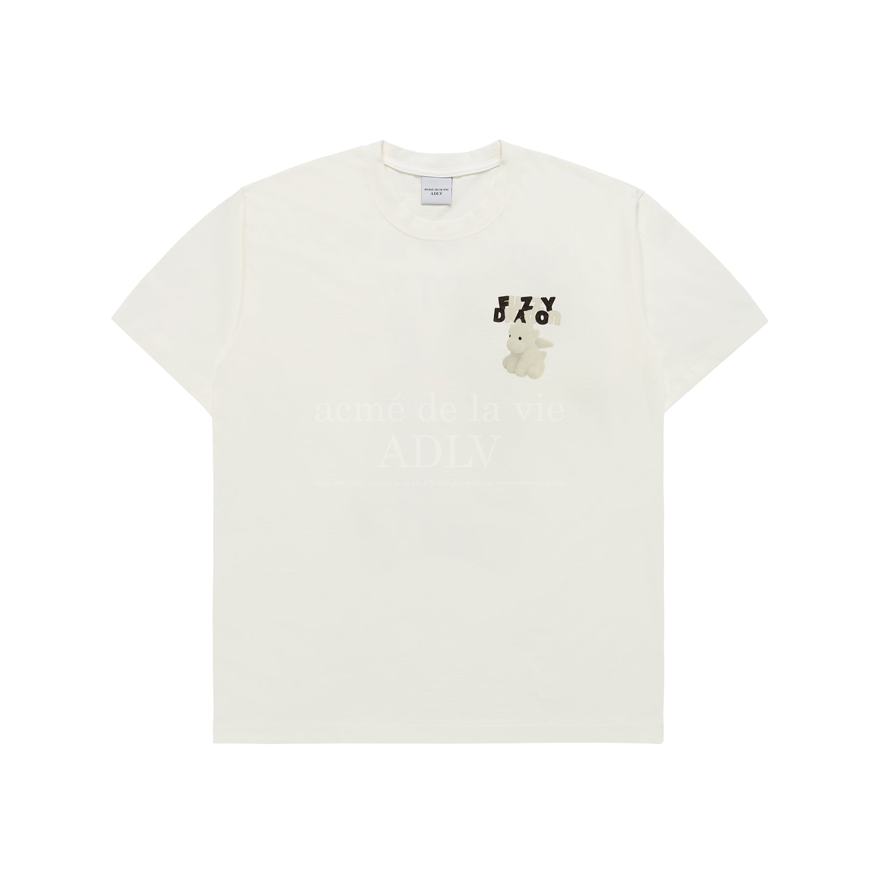 ADLV FUZZY FONT DRAGON SHORT SLEEVE T-SHIRT CREAM