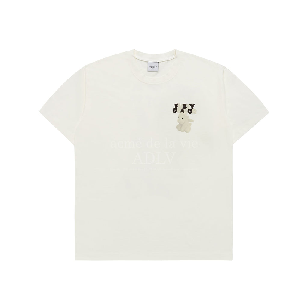ADLV FUZZY FONT DRAGON SHORT SLEEVE T-SHIRT CREAM