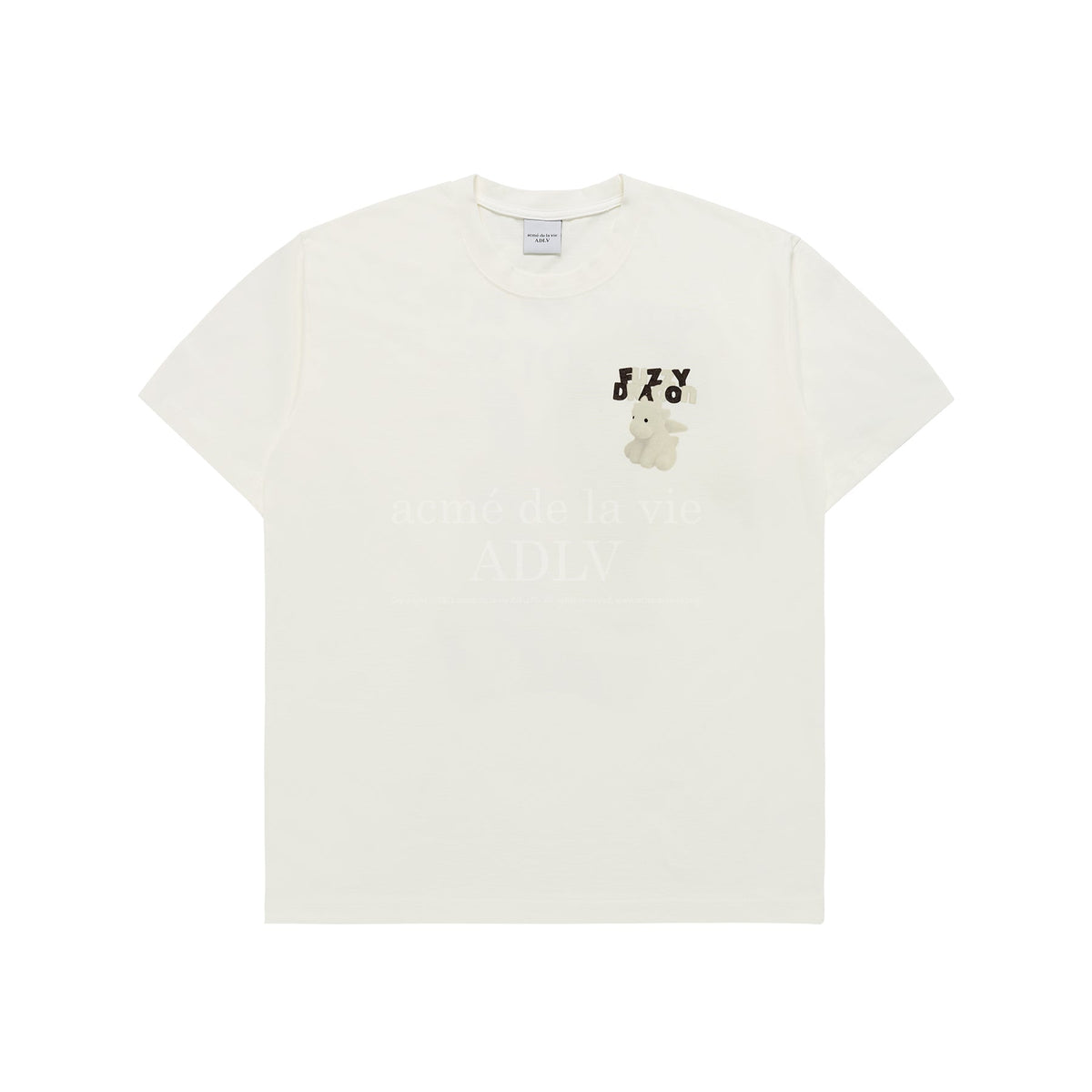 ADLV FUZZY FONT DRAGON SHORT SLEEVE T-SHIRT CREAM