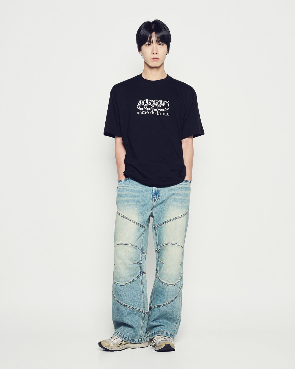 ADLV MULTI AC BEAR FACE LOGO SHORT SLEEVE T-SHIRT BLACK