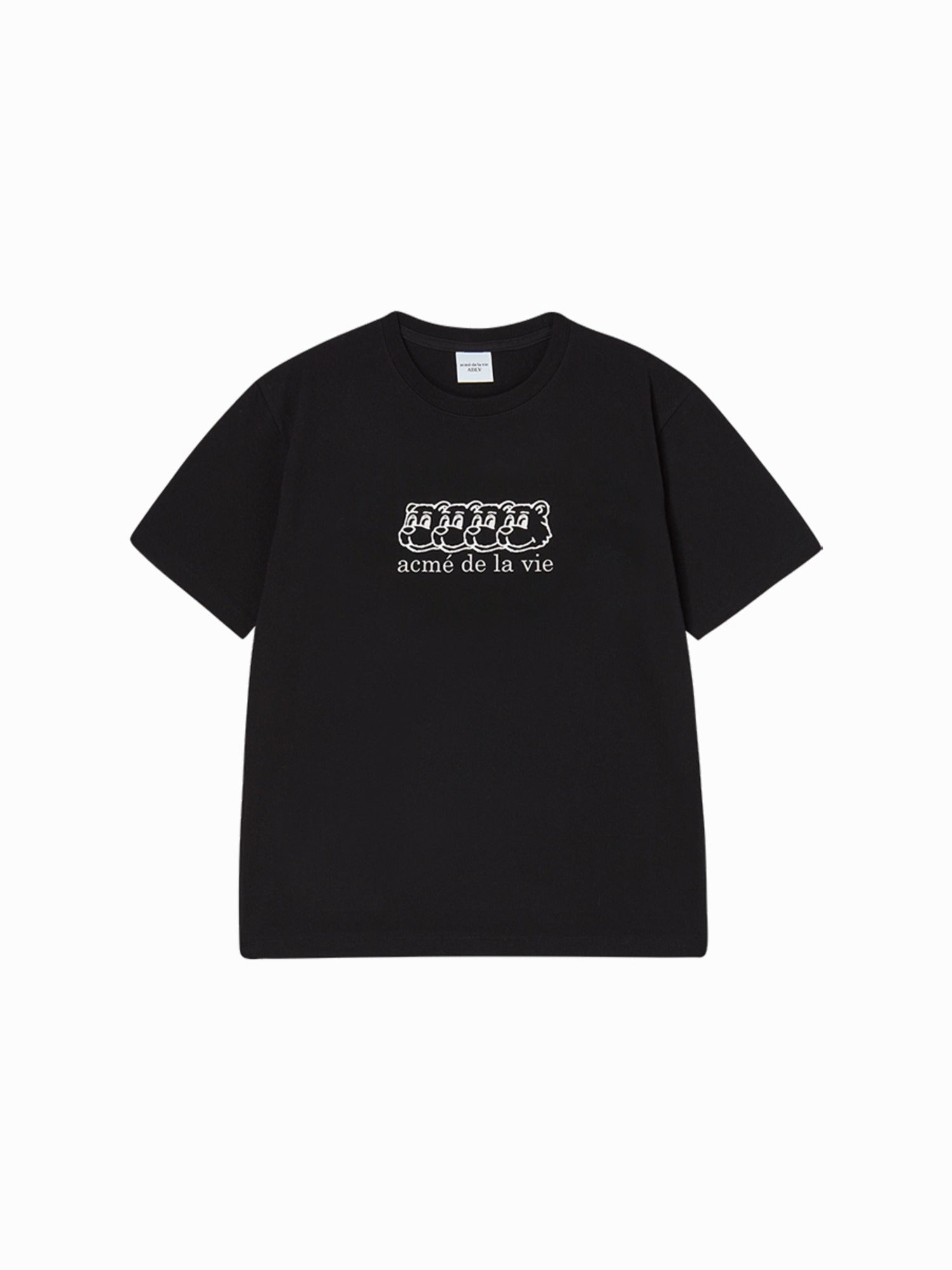 ADLV MULTI AC BEAR FACE LOGO SHORT SLEEVE T-SHIRT BLACK