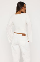 Nobody's Watching Long Sleeve Top White
